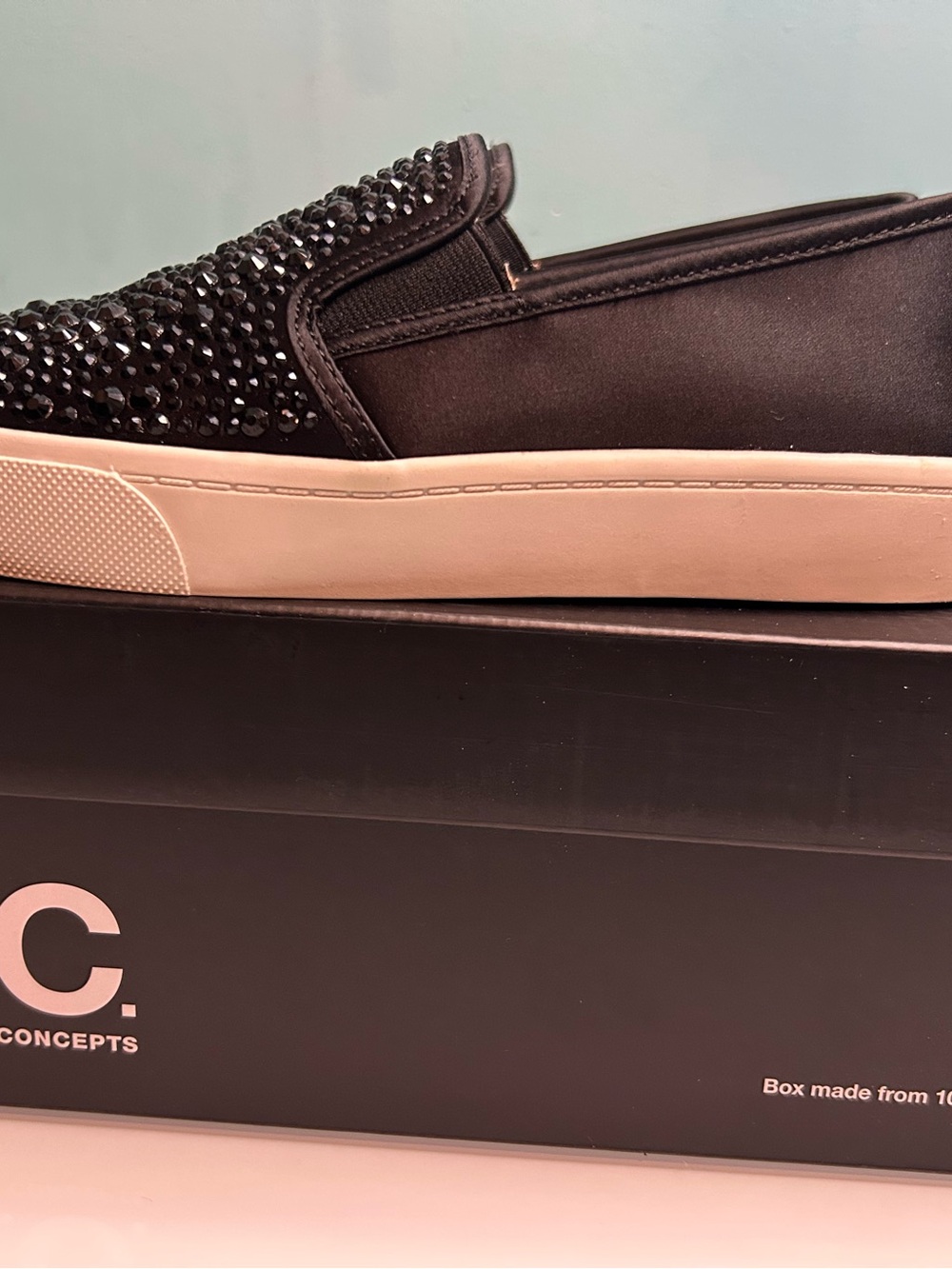 INC International Concepts Black Rhinestones Slip-On Sneakers - Picture 2 of 7